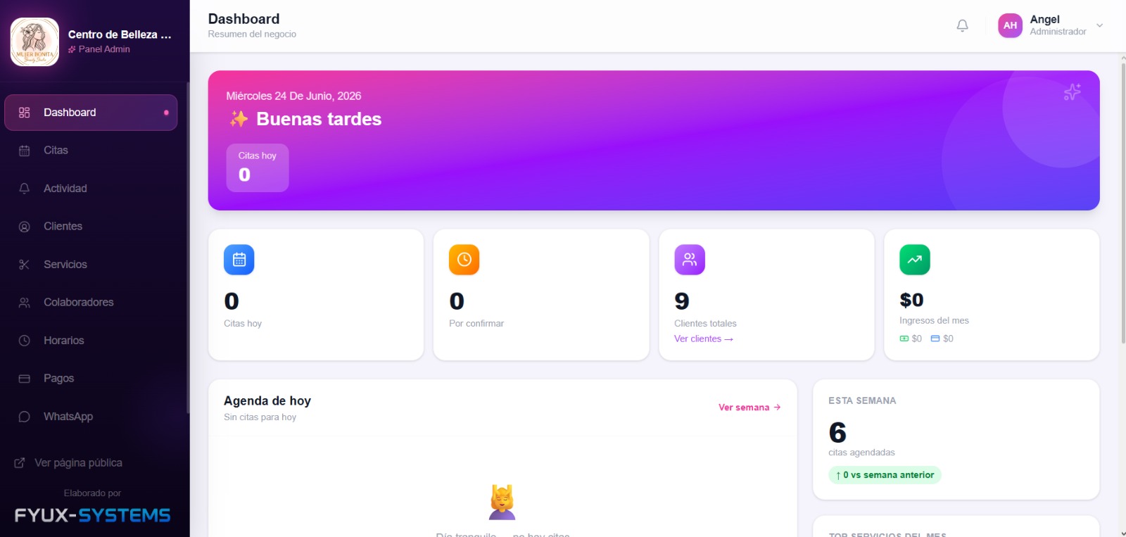 Dashboard admin